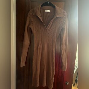 Hollister Brown Long Sleeve Knit Dress